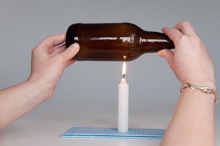 cutting glass bottles with fire